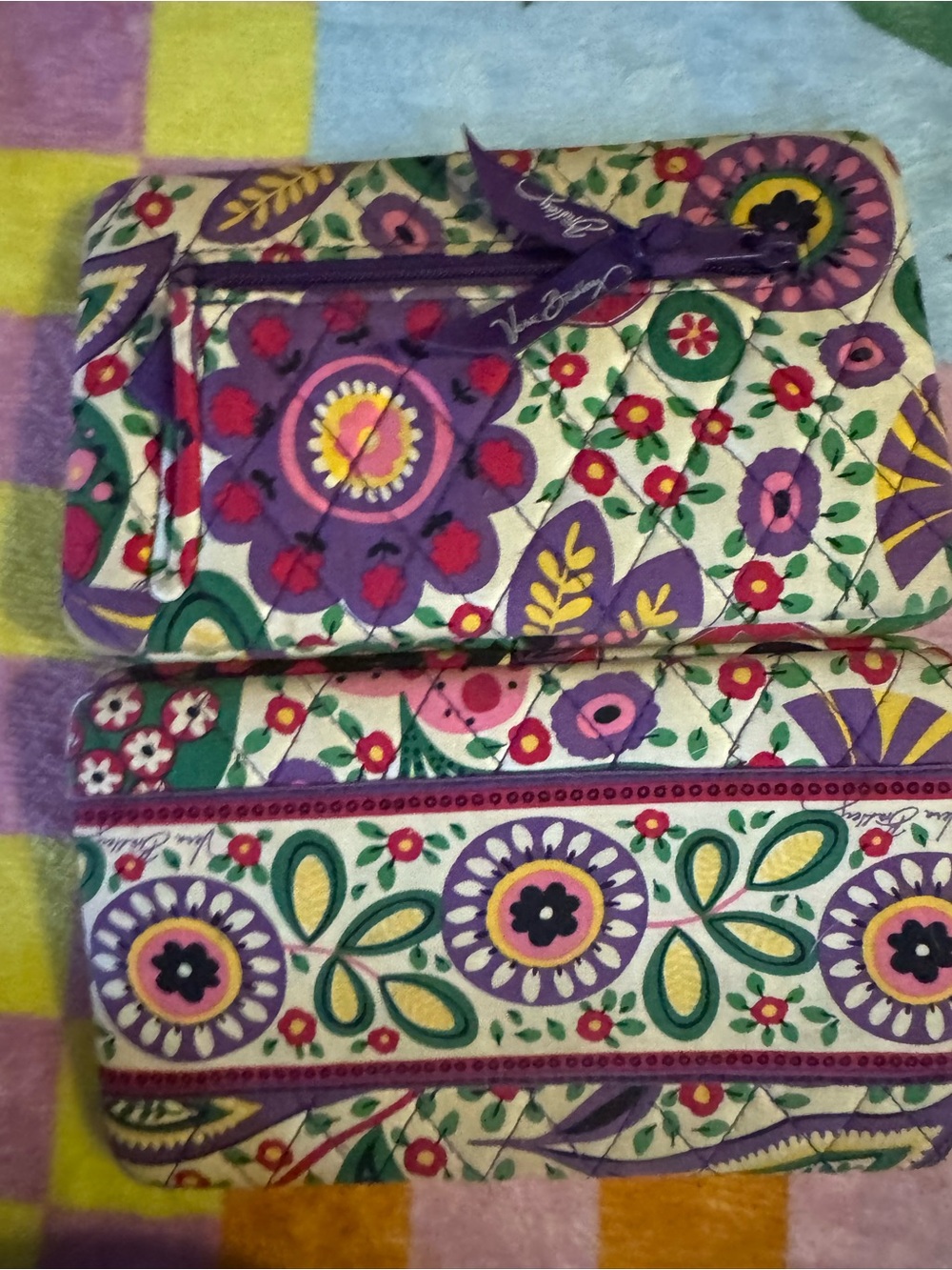 Vera Bradley Quilted Floral Cosmetic Pouches - Purple & Multi